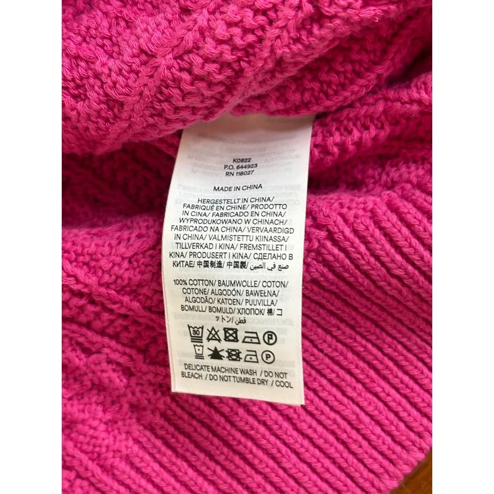 NWT Boden Womens Pink Short Sleeve Tie Front Cable Knit Cardigan Sweater K0822